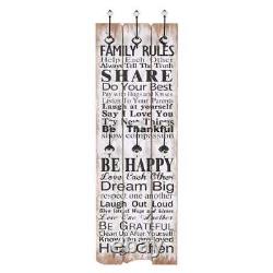 Wall-mounted Coat Rack with 6 Hooks 120x40 cm FAMILY RULES