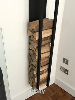 Wall mounted industrial firewood log store storage tall steel metal by STOAKED
