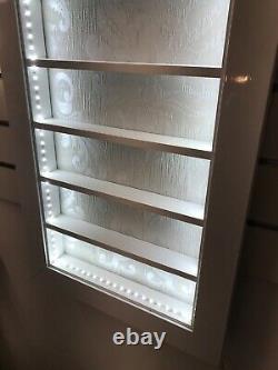 Wall mounted nail polish rack display frame white high gloss with led lighting