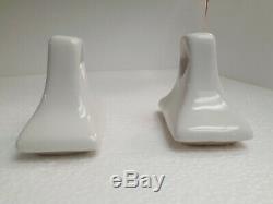 White Ceramic Towel Bar Rod Rack Holders Daltile Color 0100 Vintage Glossy Retro