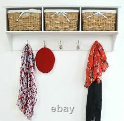 White Coat Rack Hanging Shelf Hallway Storage Porch Hat Hooks Tetbury Furniture