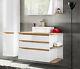White Gloss Oak Bathroom Vanity Sink Countertop Basin Wall Hung Drawer Unit Plat