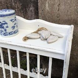 White Hand Painted Country Farmhouse Brocante Style Vintage Wall Plate Rack Unit