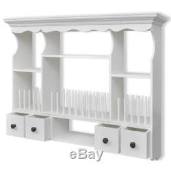 White Kitchen Cabinet Wall Mounted Plate Holder Storage Organiser French Rack