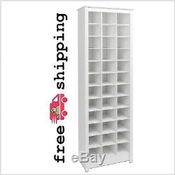White Shoe Storage Cabinet Space Saving Standing Wood Rack Shelf Organizer Box