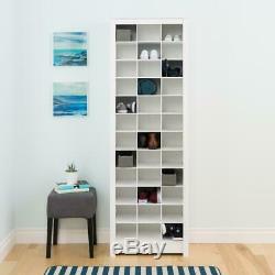 White Shoe Storage Cabinet Space Saving Standing Wood Rack Shelf Organizer Box