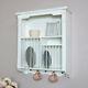 White wall mounted plate rack shelving storage cup towel hooks kitchen accessory