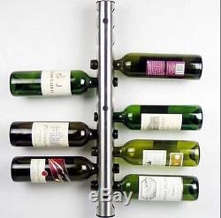 Wine Bar Rack Metal Wall Mounted 12 Bottle Holder Chrome Holding Storage Shelf