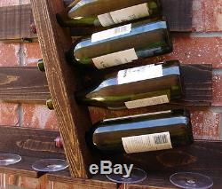 Wine Rack Bottle Glass Slot Holder Wood Storage Kitchen Bar Display Wall Shelves