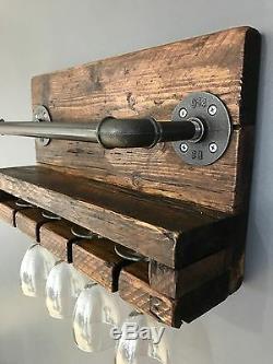 Wine Rack /Glass Rack / Reclaimed Wood / Industrial Chic Wine Rack