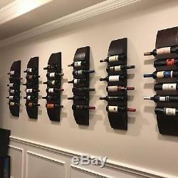 Wine Rack Storage 6-Bottle Wall Mount Modern Wood Finish Floating Wine Holder