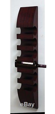 Wine Rack Storage 6-Bottle Wall Mount Modern Wood Finish Floating Wine Holder