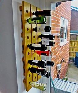 Wine Rack Wall Mounted Handmade Solid Oak 30 Bottles Eames Mid Century Rustic