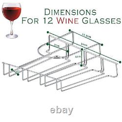 Wine Storage Rack Holder Hanger 4 Row Durable Stemware Under Glass Cabinet Shelf
