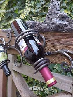 Wine bottle holder rack handmade blacksmith unique marine design with lighthouse