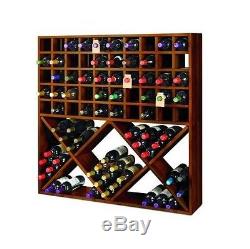 Wood Wine Rack Walnut 100 Bottle Holder Storage Kitchen Bar Liquor Shelf Stand