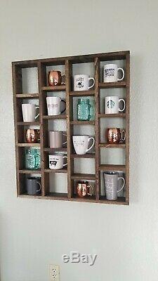 Wooden Coffee Mug Rack Holder Organizer Hooks Wall Mount Home Kitchen Storage
