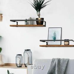 Wooden Shelf Rack Wall Mounted Metal Home Kitchen Storage Organizer Accessories