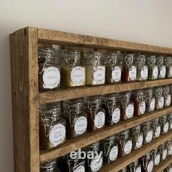Wooden Spice Rack Waxed With 60 Jars