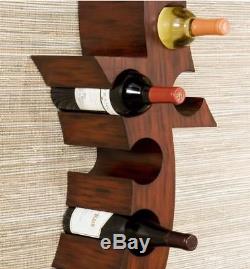 Wooden Wall Mounted Wine Display Rack Bottles Contemporary Bar Living Room New