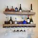 Wooden Wine Rack, Wall-mounted Wine Glass Holder, 16 Glasses 20 Bottles Capacity